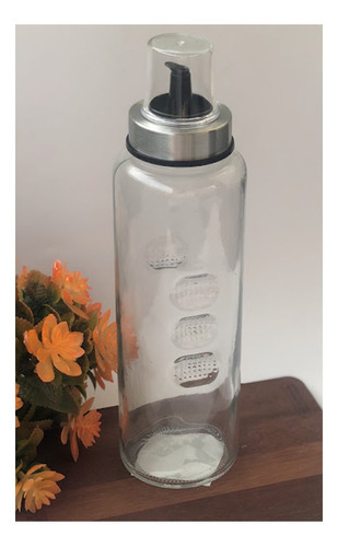 Garrafa Porta Azeite Vinagre Vidro E Inox Com Dosador
