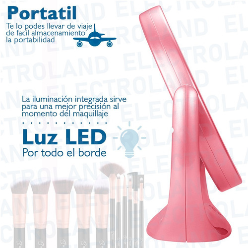 Espejo Doble X5 Luz Led Tactil Maquillaje Carga Usb Touch