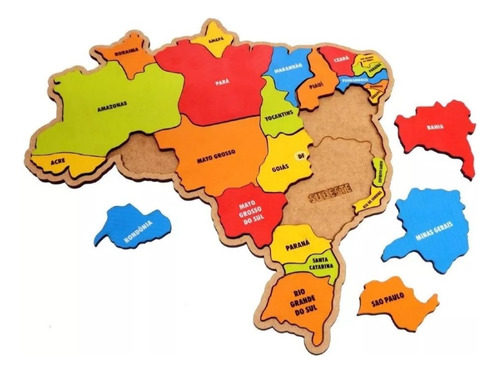 Mapa Brasil Educativo Quebra Cabeça Pedagógico Medio 38x37cm