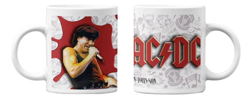 Tazones Tazas Blancas Acdc Brian Jhonson Rock Musica