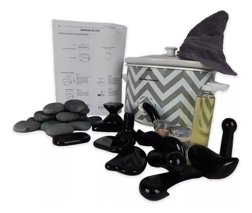 Kit Piedras Calientes Figuras Obsidiana Completo + Libro Pdf