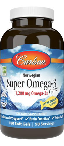 Carlson Labs Super Omega -3 1200mg 600mg 180 Softcaps Sfn