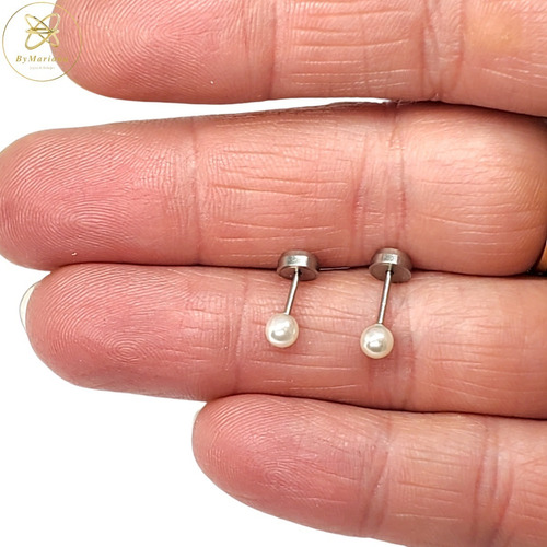 Aros Acero Quirurgico Abridores Bolita Perla Blanca 3,5 Mm