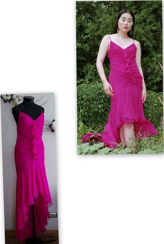 Bcbgmaxazria Vestido Noche Seda Magenta Talla M