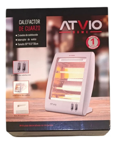 Calefactor Atvio De Cuarzo Portátil De 800 W De Potencia Blanco