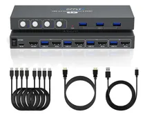 Comprar Interruptor Kvm Usb 3.0 Y Hdmi Para 4 Computadoras Con 3 Pue