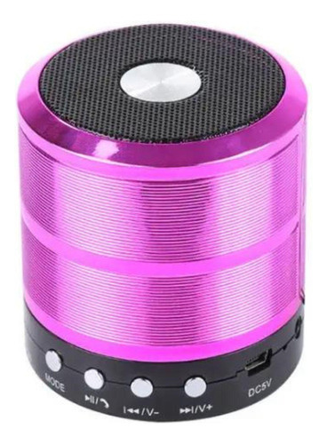 Mini Caixinha De Som Portatil  Bluetooth Mp3 Pen Drive Ws887 Cor Rosa