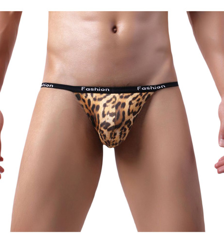 Bragas T Para Hombre De Cintura Baja Con Estampado De Leopar