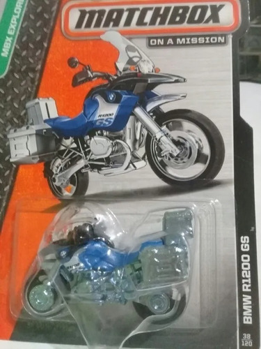 Matchbox Bmw R1200 Gs Moto Azul  38/120 Metal 2013