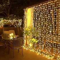 Comprar Luces Estilo Cortina Color Blanco Calido 8 Modos Luz 300leds