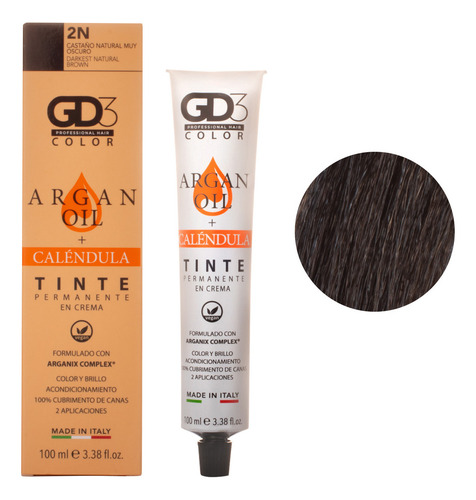 Gd3 Tinte Permanente En Crema 2n Castaño Natural Muy Oscuro