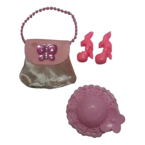 Pack Zapatos Cartera Y Sombrero  Para Muñecas Barbie