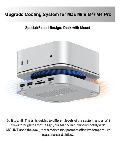 Base, Suporte De Alumínio E Hub Para Mac Mini M4 Com Gabinet