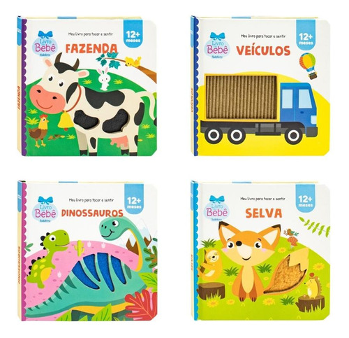 Kit 04 Livros De Toque E Sinta Montessori Infantil P/ Bebês