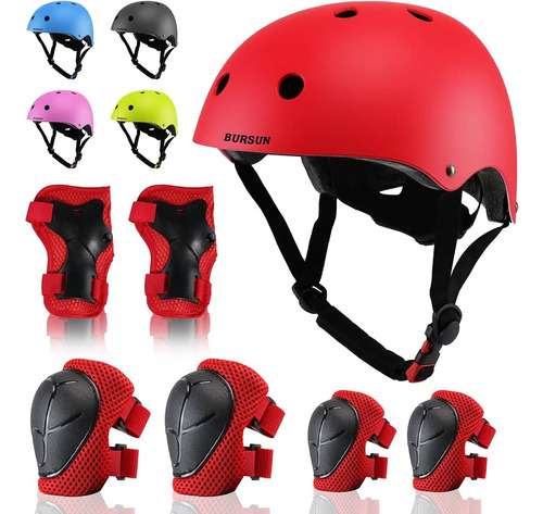 Bursun Kids Bike Helmet Con Equipo De Protección Set Ventila