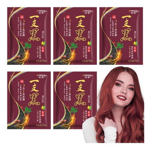 Shampoo Tinte Instantáneo 15min Cubre Canas Jengibre Hair F