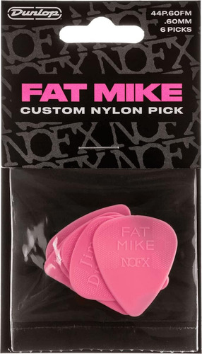 Jim Dunlop Fat Mike Púas De Guitarra Estándar De Nailon, Paq