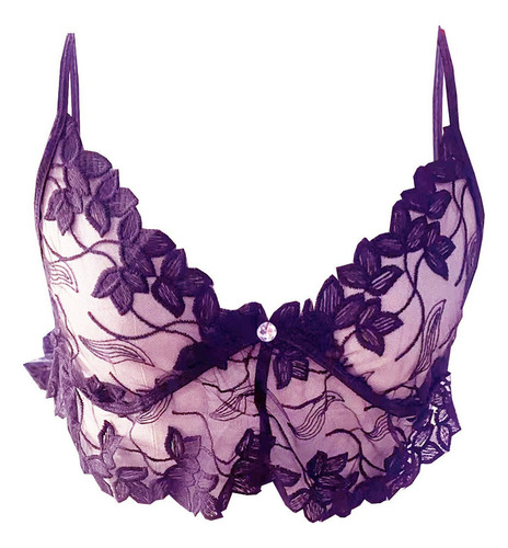 Sujetador De Mujer Bralette De Encaje Transparente Con Tiran