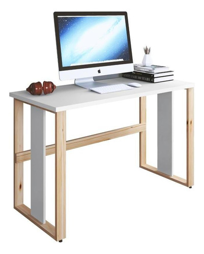 Mesa Escrivaninha Para Estudos Escritório Office Em Madeira Cor Branco