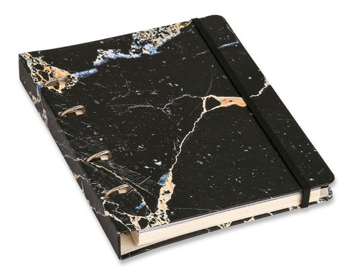 Caderno Fichário Arg. 12 Mat.-mármore Preto -cicero