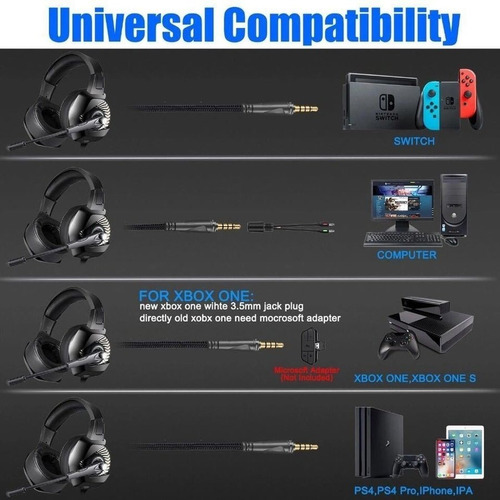 Diadema Headset Gamer Rgb Ps4 Consolas Mobile Pc Onikuma K6