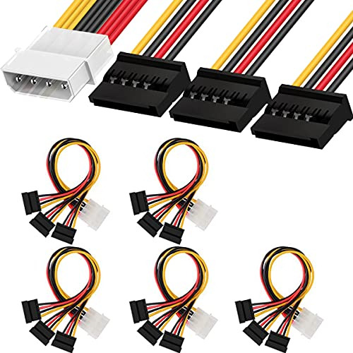 Pack De 5, Cable De Alimentación 4 Pin Molex 3 Sata