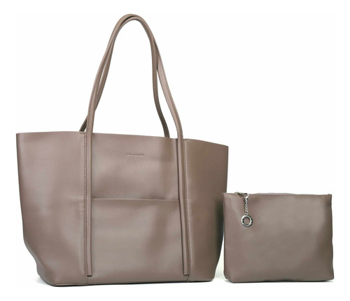 Set Cartera La Chapelle Pu Visón Lisa Níquel Visón