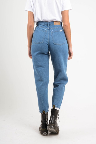 Jean Mujer Rigido Slouchy Mom Roturas Tiro Alto