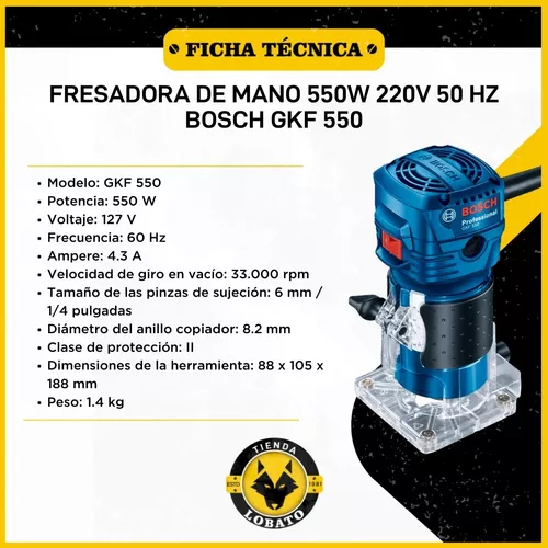 Fresadora De Mano Bosch Gkf 550 550w