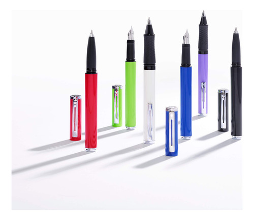 Pluma Estilográfica Pop Borde Cromado Punta Media Caja Regal