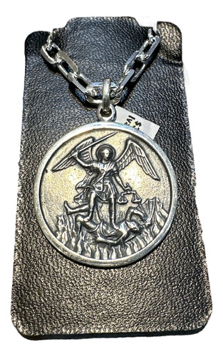Medalla San Miguel 3 Cm Y Cadena 60 Cm. Plata 925. Tuset.
