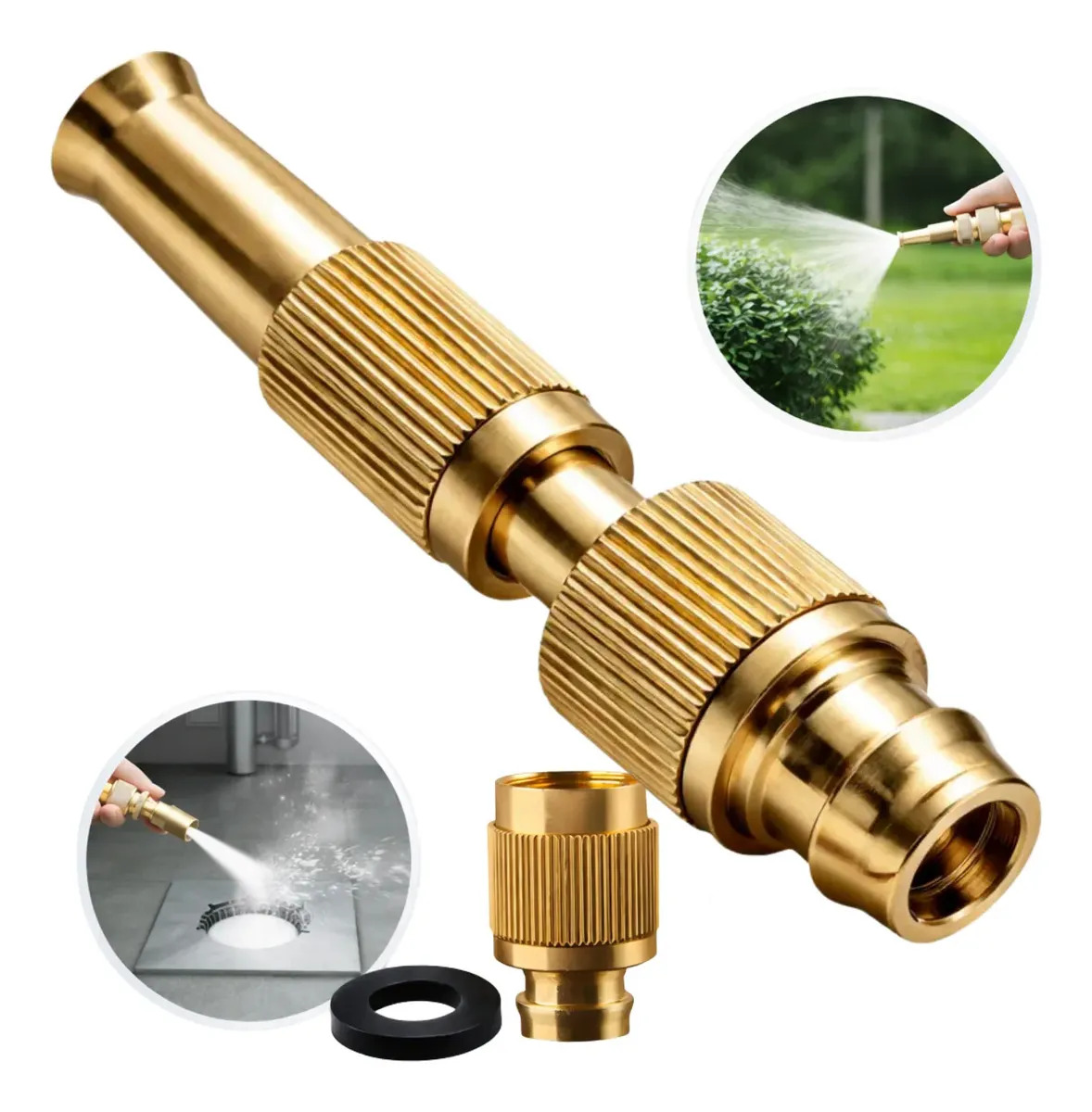 Bico Esguicho De Alta Pressão Para Mangueira 1/2 Saída De Jato Regulável Lava Jato Oficina Plug De Mangueira De Jardim Marca Hydrovan Metais