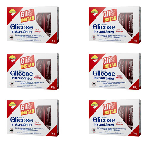 Kit 6 Unid. Gli-instan Morango Glicose Instantânea Lowçucar