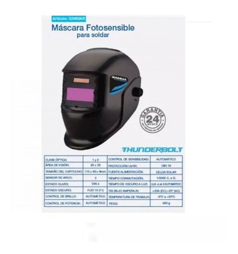 Imagen 2 de 6 de Mascara De Soldar Fotosensible Gamma G3480 Careta Soldador