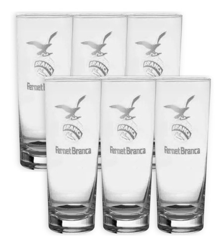 Fernet Branca Vaso De Vidrio Blanco/dorado X6u 750ml