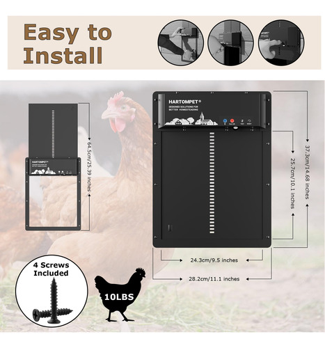 Puerta Automática De Gallinero Marca Xyz Modelo 1234 Con App Negro