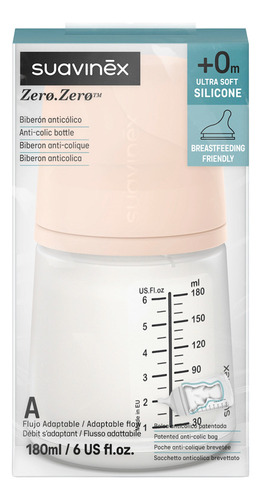 Biberon Anticolico 180ml Tetinas Adaptable 3pzs Suavinex Transparente Zero Zero