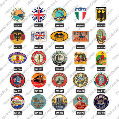 Adesivos Retro Antigos Vintage Malas E Bandeiras 20 Unidades