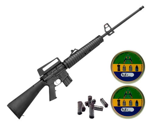 Espingarda Ar Caça 5.5 M16 Rossi + 2 Chumbinhos Calibre 12