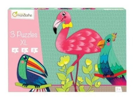 Rompecabezas Puzzle Niños 3 En 1 Xl Pajaros Tropical Avenue