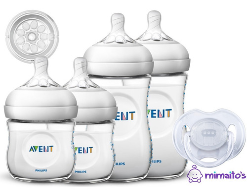 Kit Set De 4 Teteros Avent Linea Natural Gratis Cepillo