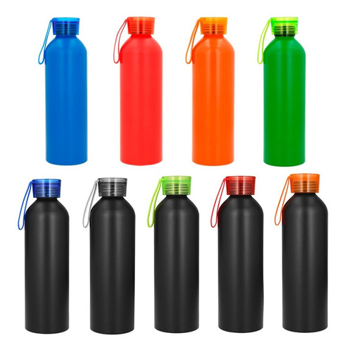Cilindro De Acero Con Tapa Translucida Y Correa Cap 800 Ml Color Negro Con Gris
