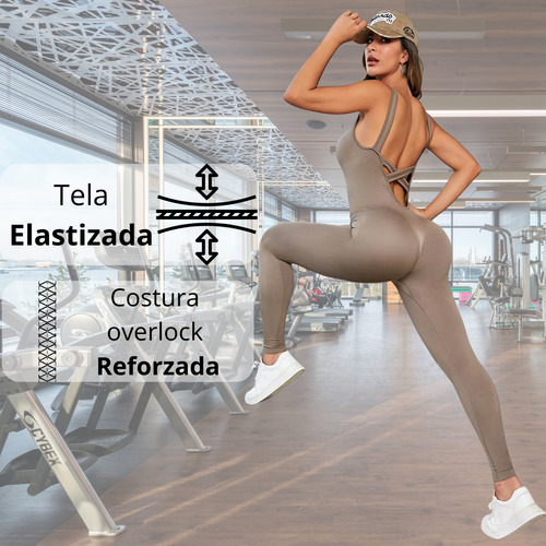 Catsuit Deportivo Largo Invierno Push Up Seamless Premium Marrón Lisa M