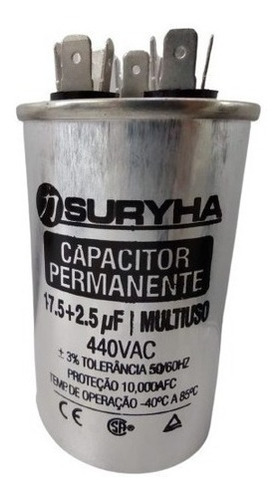 Capacitor Suryha 17,5+4uf 440vac Ar Condicionado Split