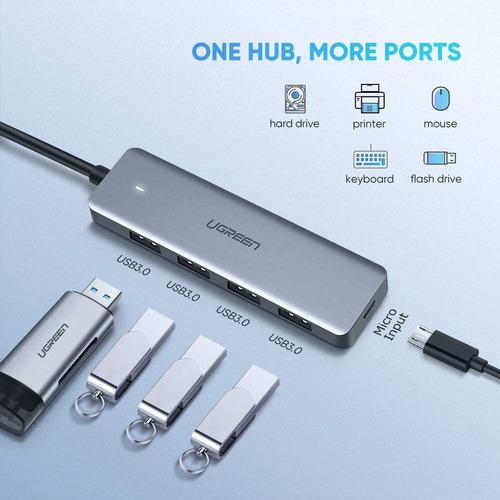 Imagen 2 de 7 de Ugreen Usb C Hub 4 Puertos Usb Tipo C A Usb 3.0 Hub Adaptado