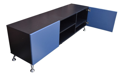 Mueble Tv Centro De Entretenimiento Minimalista Italy Hogare Color Negro/azul