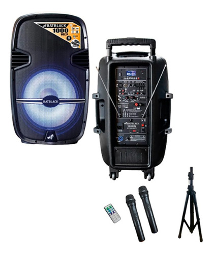 Batblack Parlante Recargable 15  1000 Watts 2 Mic Inal Tripo