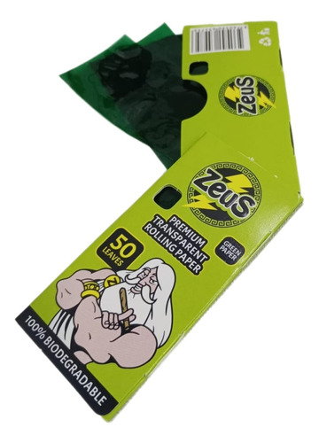 Papelillo Trasparente Celulosa Zeus, 50 Unidades - Aqua Live Sabor Verde