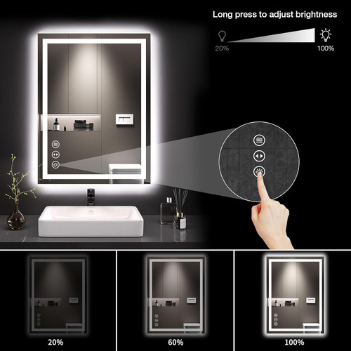 Loaao Espejo De Baño Led De 24 X 32 PuLG