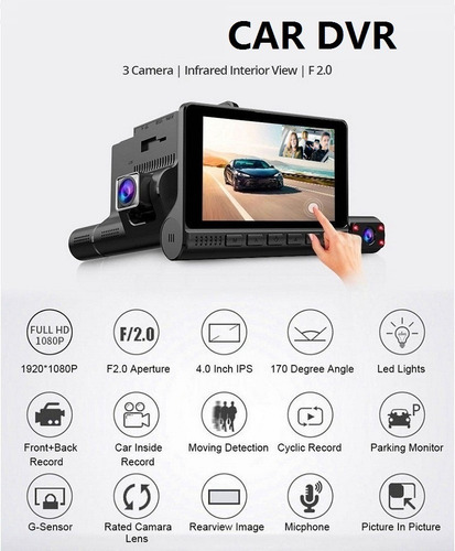 Cámara De Salpicadero Dvr For Coche, Dashcam Táctil Hd De